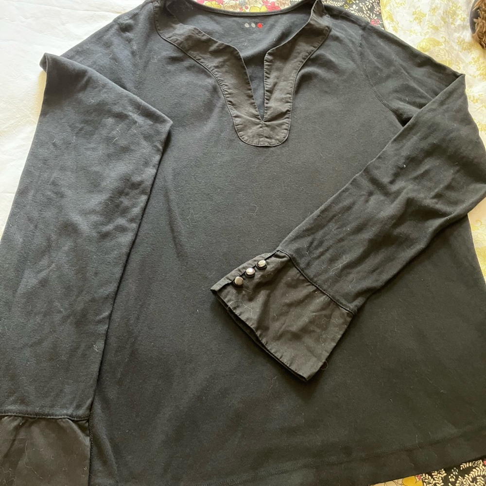 Three Dots Black Long Sleeve Men's Tee